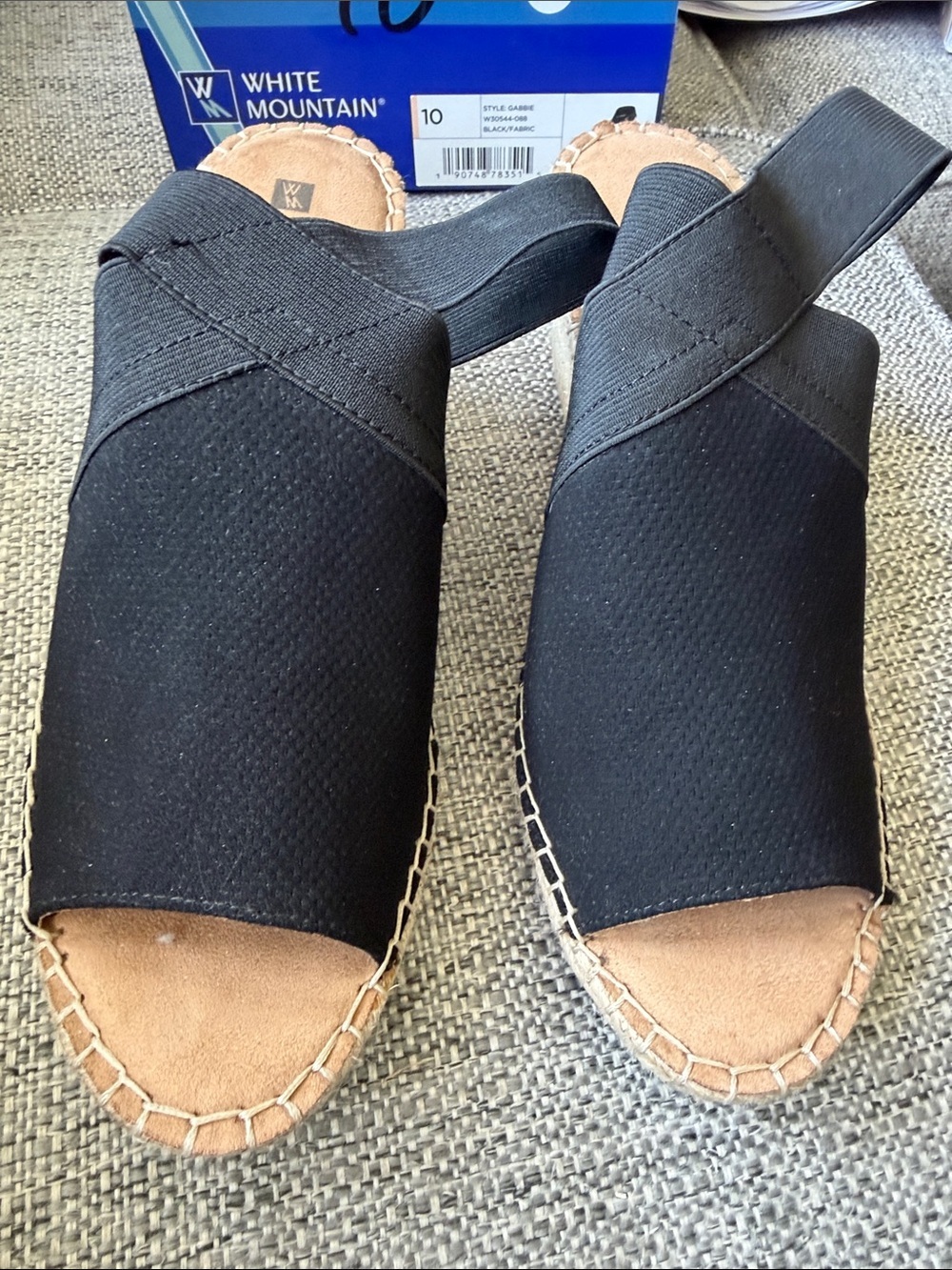 NEW in box White Mountain Gabbie Black Espadrille Wedge Sandal Size 10 - Picture 4 of 8